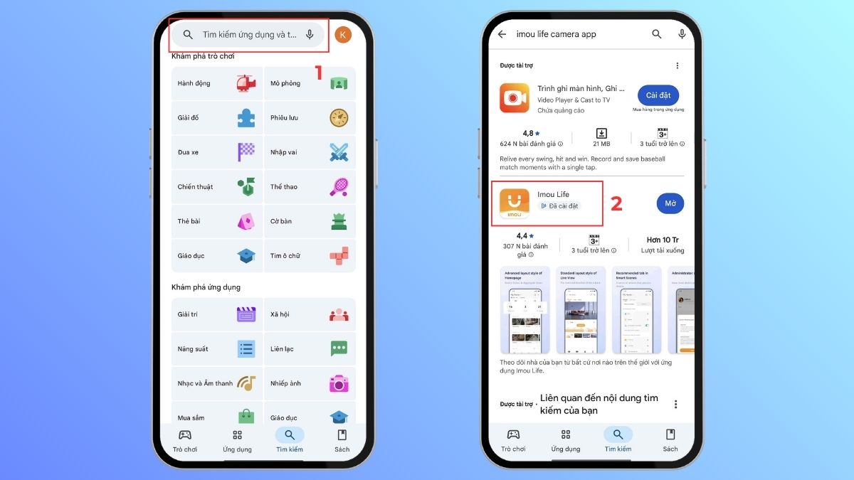 Tìm kiếm ứng dụng xem camera trên cửa hàng CH Play