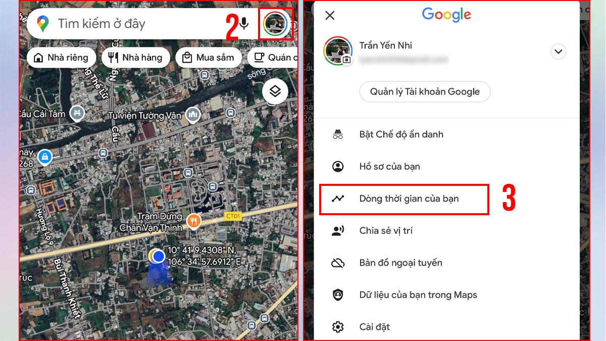 Truy cập vào Dòng thời gian (Timeline) trên Google Maps