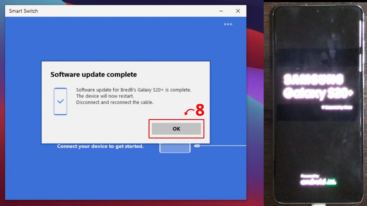 Chọn OK sau quá trình cập nhật hoàn tất