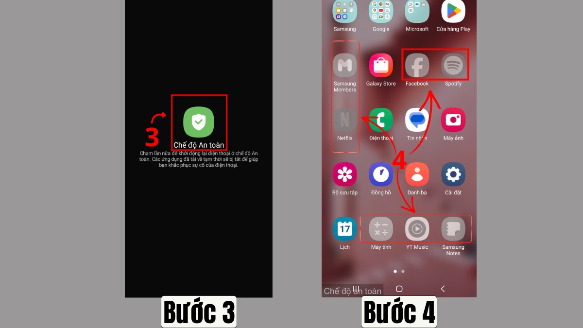 Chạm vào Chế độ an toàn