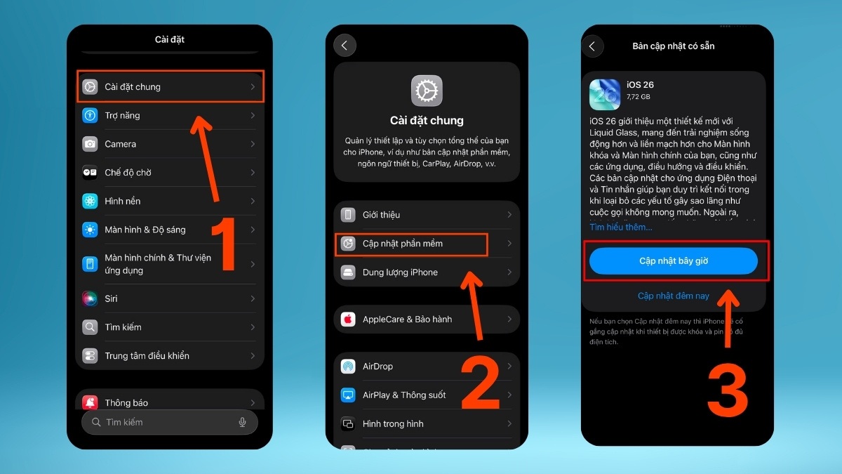 Thao tác cập nhật iOS