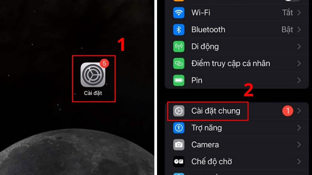 Vào mục Cài đặt chung trong Cài đặt