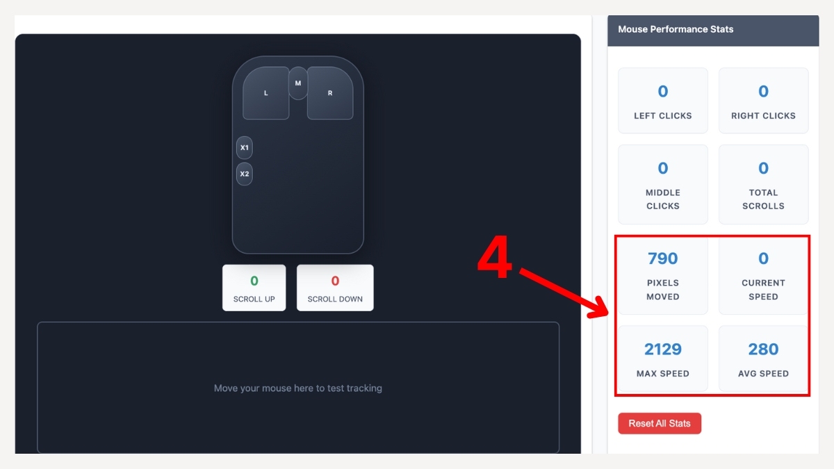 Quan sát kết quả test chỉ số DPI chuột