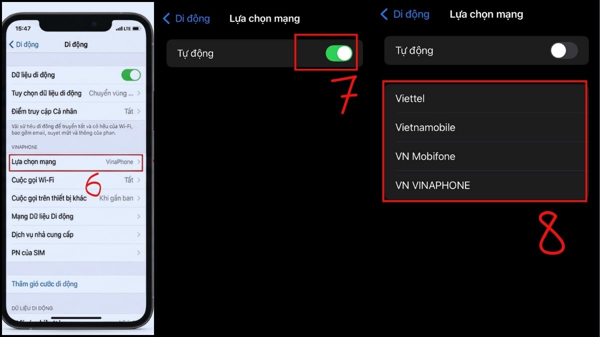 Thao tác lựa chọn mạng