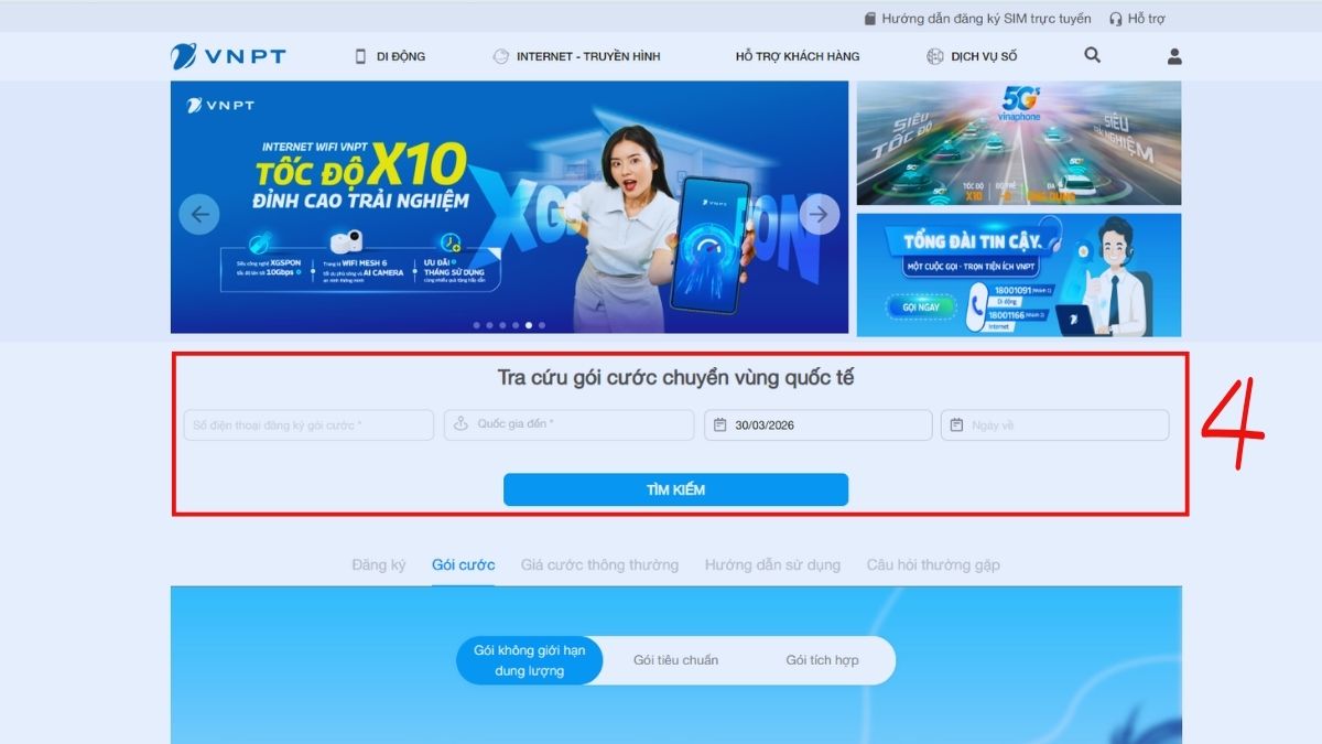 Tra cứu gói cước chuyển vùng quốc tế phù hợp
