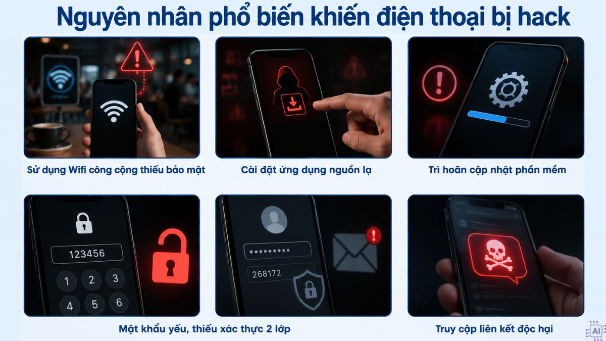 Nguyên nhân phổ biến khiến điện thoại bị hack