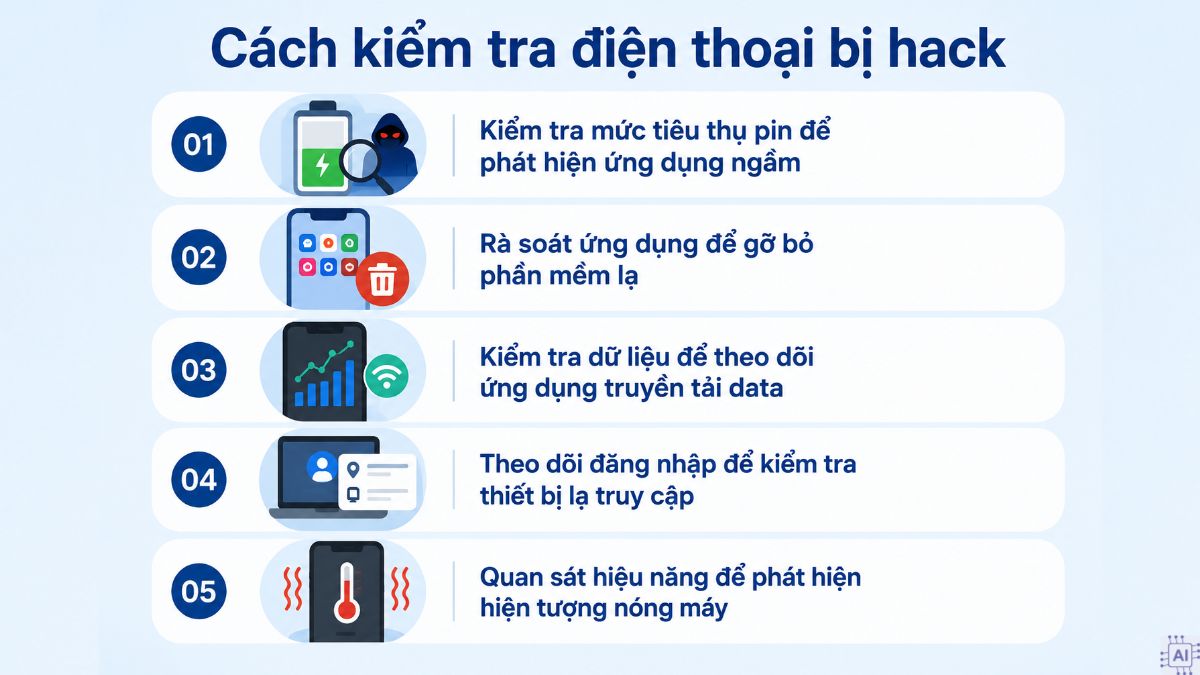 Chủ động kiểm tra để phát hiện dấu hiệu bất thường trên điện thoại