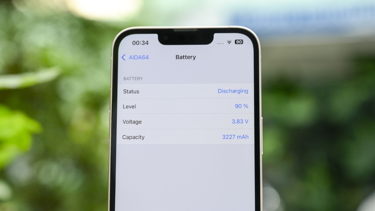 Dung lượng pin trên iPhone 13 theo AIDA64