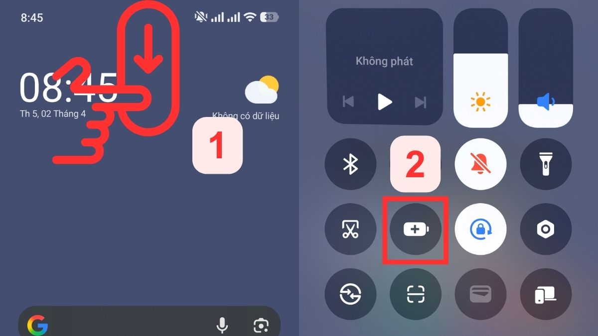Nhấn vào biểu tượng pin để ngừng kích hoạt tiết kiệm pin