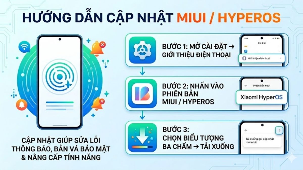 Thao tác cập nhật hệ điều hành MIUI