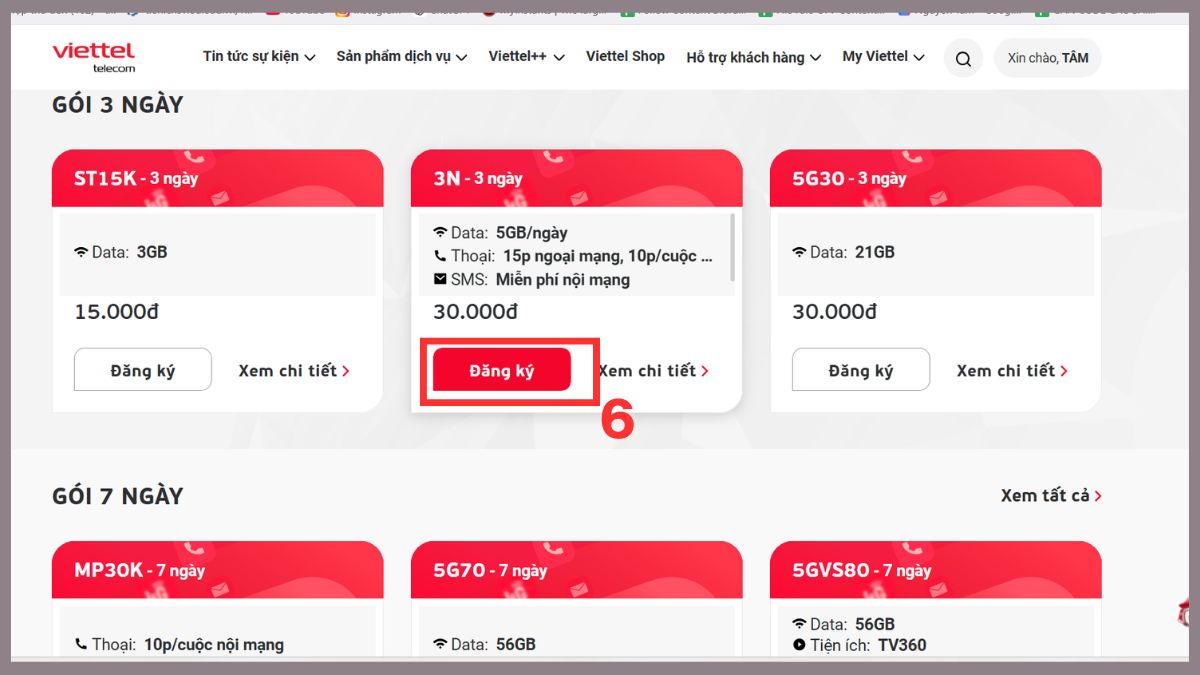 Nhấn chọn Đăng ký