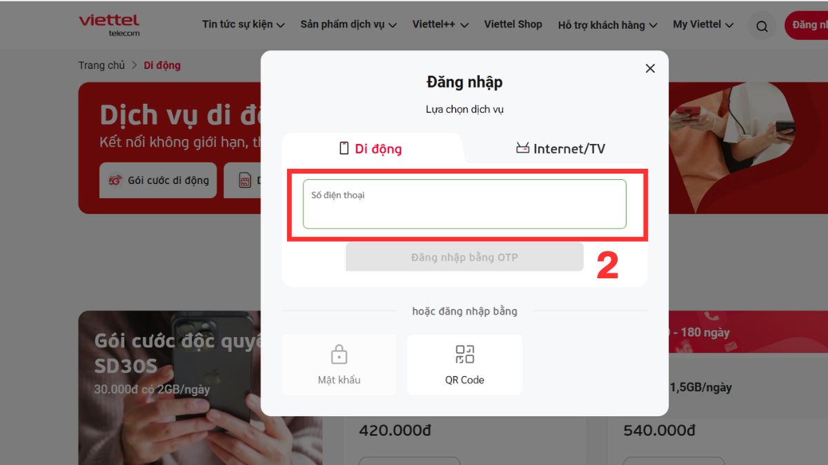 Nhập số điện thoại và xác thực mã OTP