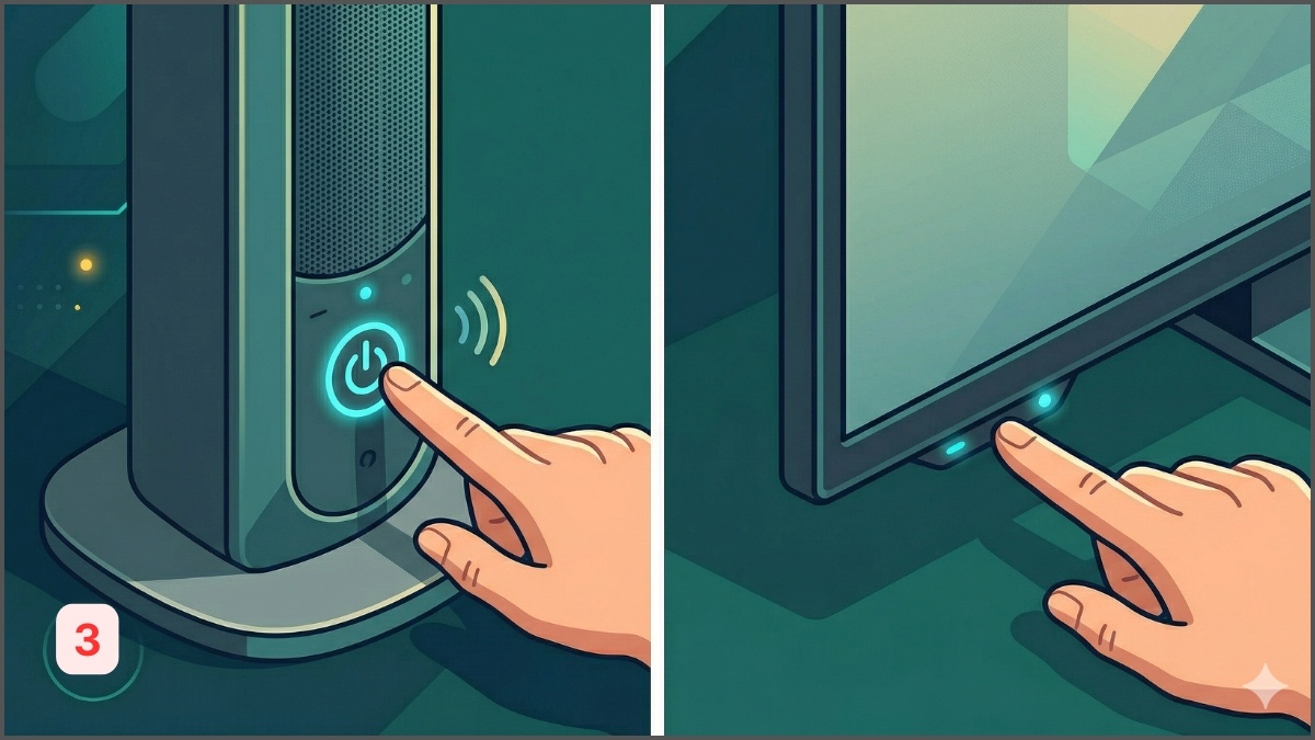 Bật nguồn hai thiết bị