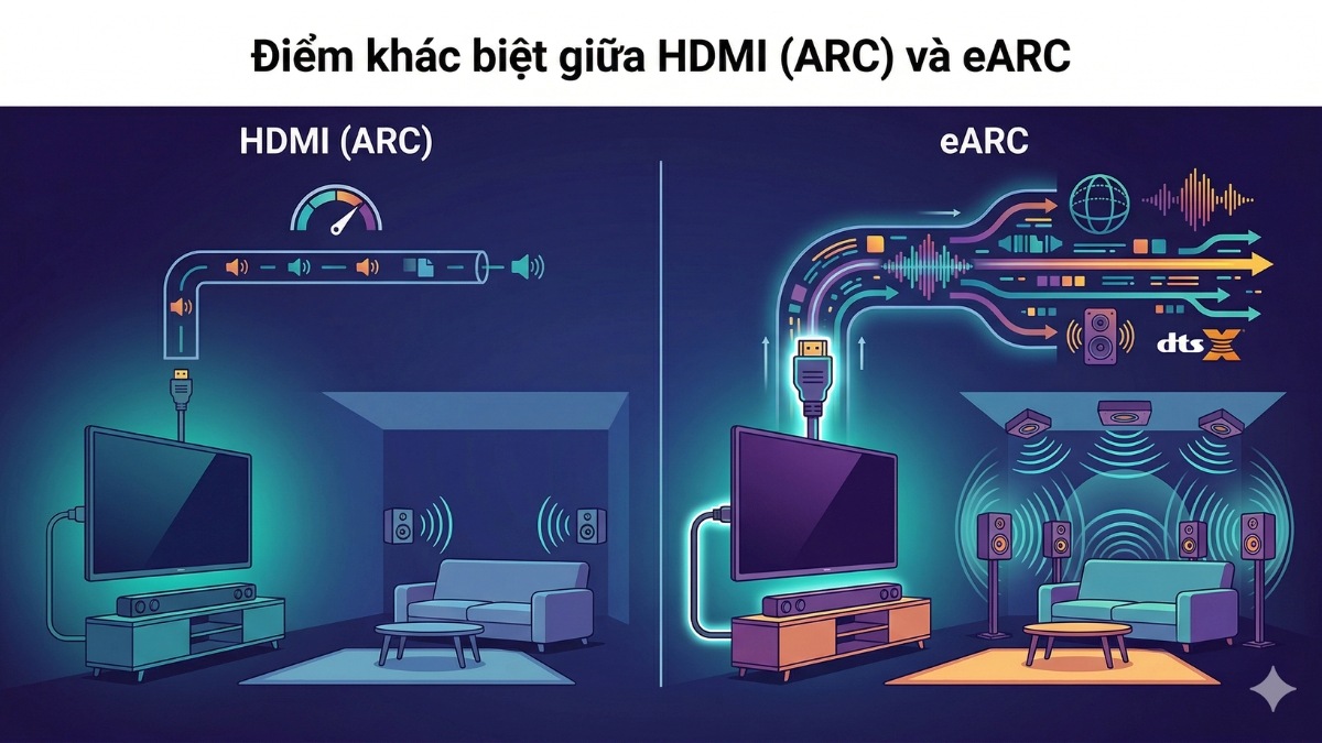 Sự khác biệt giữa HDMI và eARC