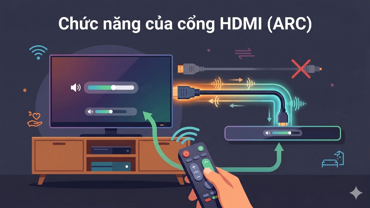 Chức năng của HDMI ARC giúp truyền tải luồng âm thanh chất lượng theo hai chiều