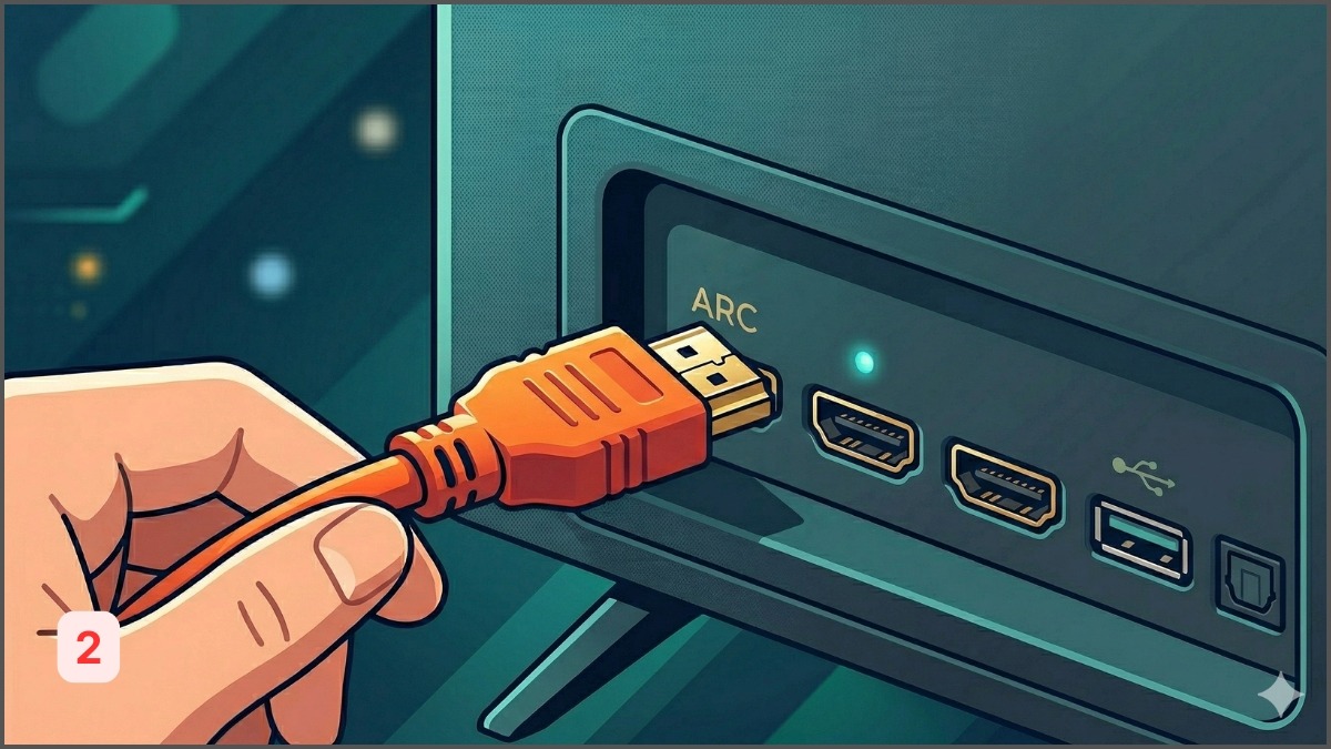 Cắm một đầu cáp vào cổng ARC trên TV
