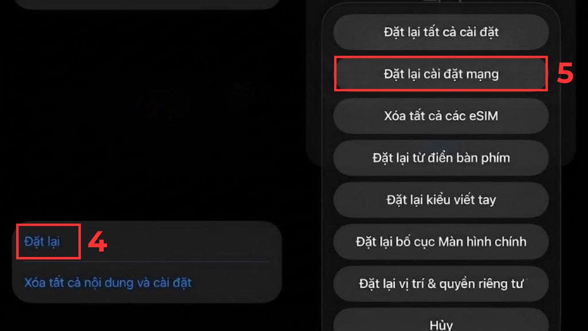 Tiến hành Đặt lại cài đặt mạng