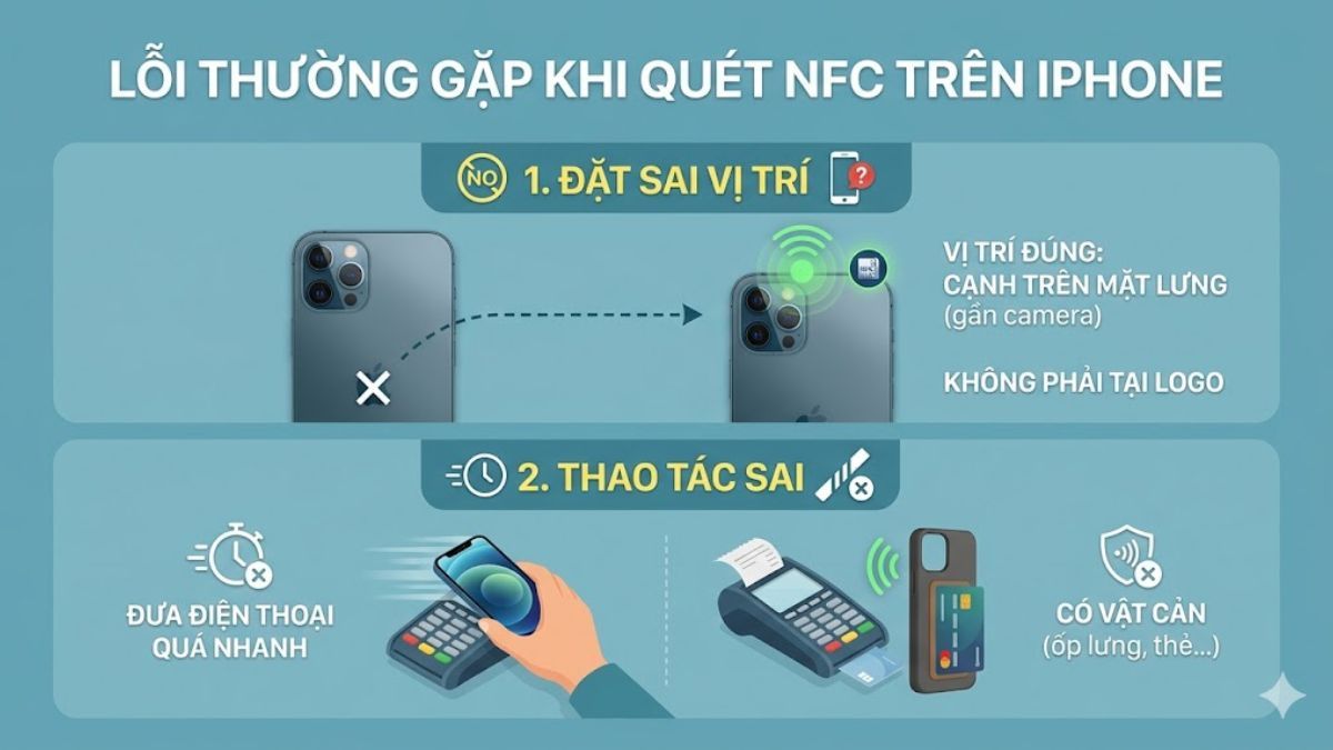 Đặt sai vị trí quét NFC
