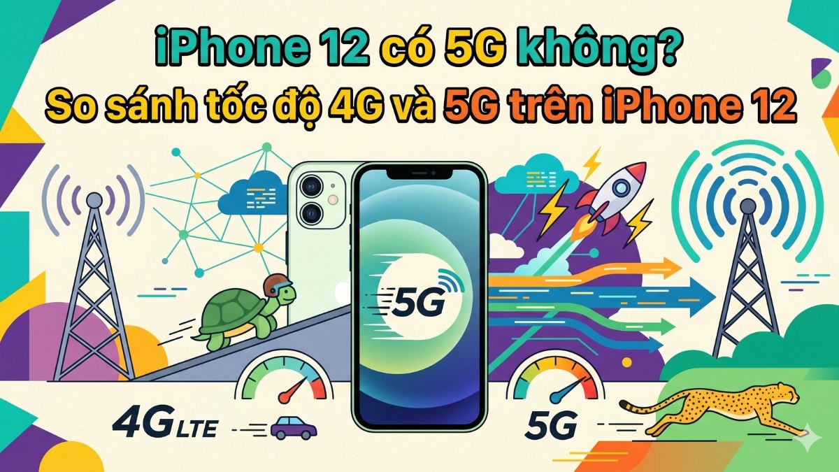 iPhone 12 có 5G không? So sánh tốc độ 4G và 5G trên iPhone 12