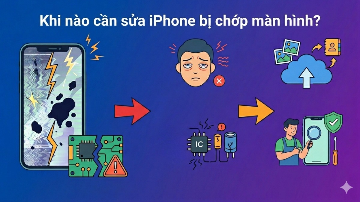 Mang iPhone 12 Pro Max bị chớp màn hình đí sửa do hư hỏng phần cứng