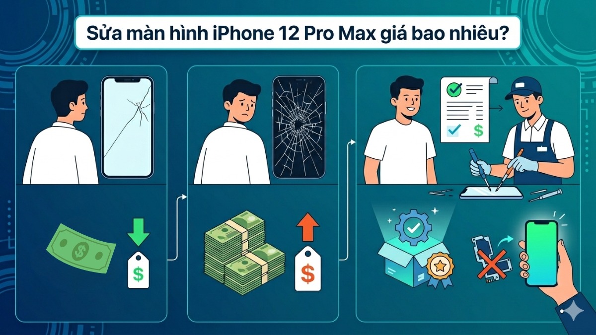 Sửa màn hình iPhone 12 Pro Max dao động từ 500.000 đến 5 triệu đồng