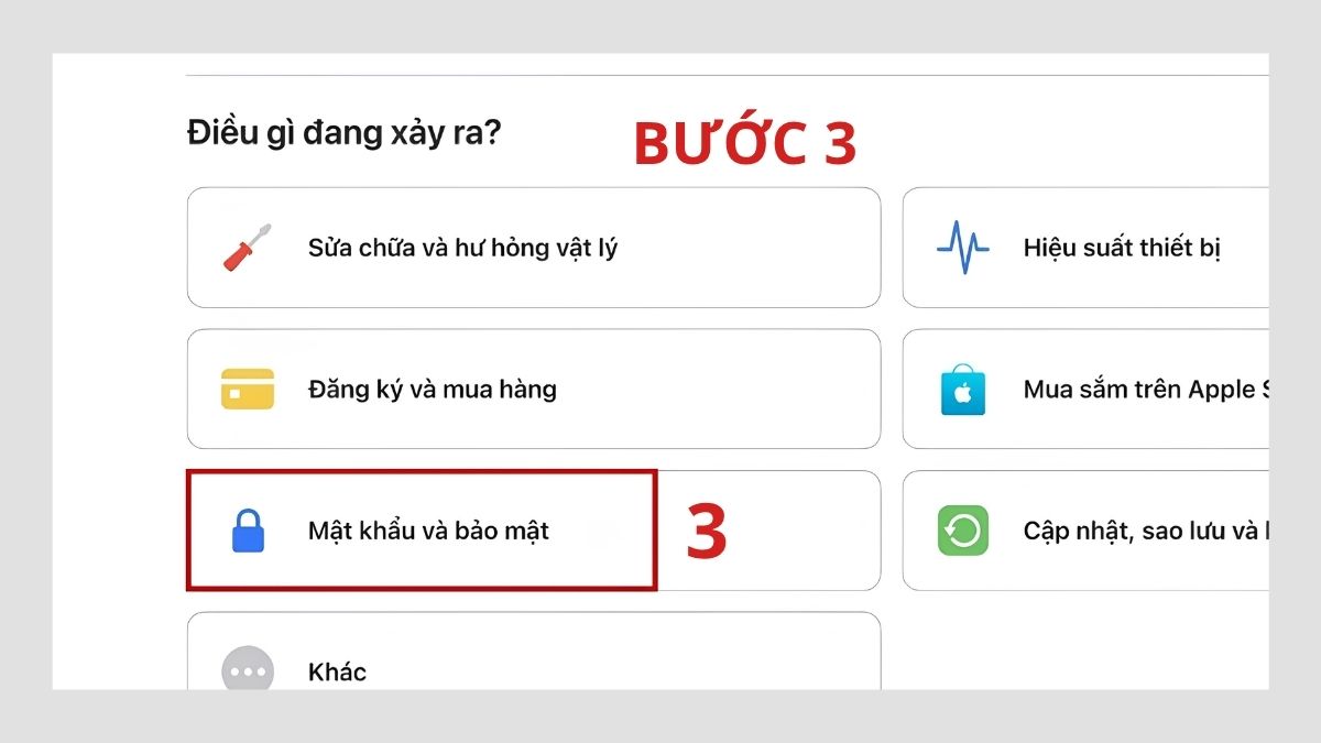 Chọn Mật khẩu và bảo mật