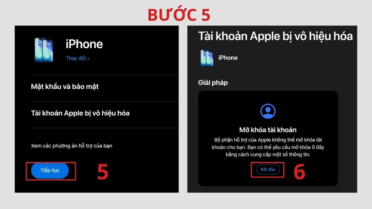 Chọn Tiếp tục và Bắt đầu