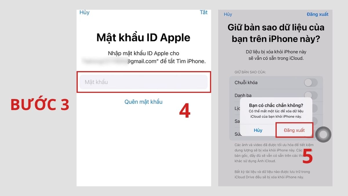 Nhập mật khẩu và chọn Đăng xuất