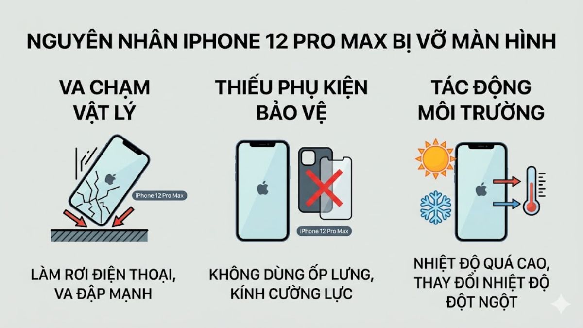 Nguyên nhân khiến iPhone 12 Pro Max vỡ màn hình