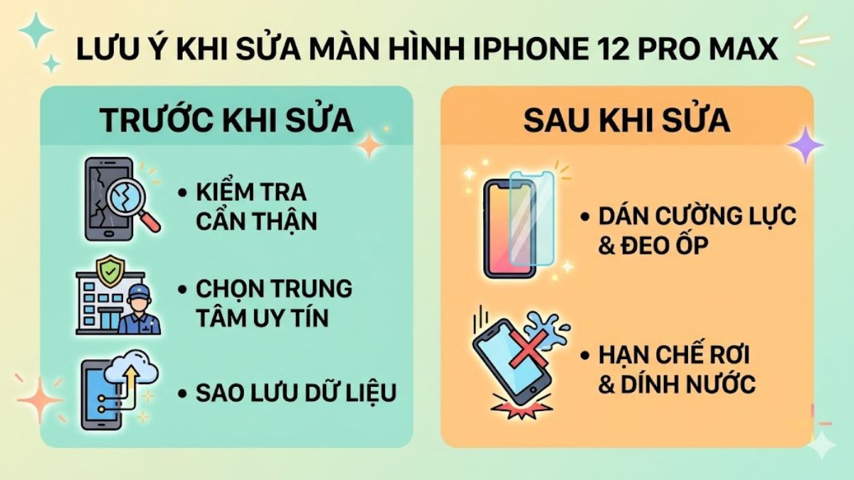 Lưu ý trước và sau khi sửa màn hình iPhone 12 Pro Max