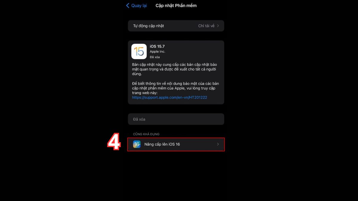 Chọn Nâng cấp lên iOS 16