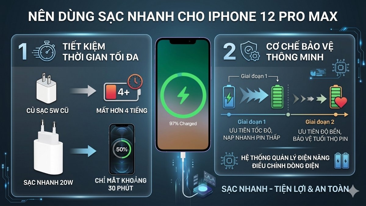Nên dùng sạc nhanh cho iPhone 12 Pro Max