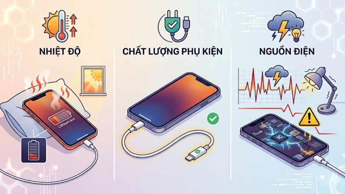 Những yếu tố ảnh hưởng khi sạc iPhone qua đêm