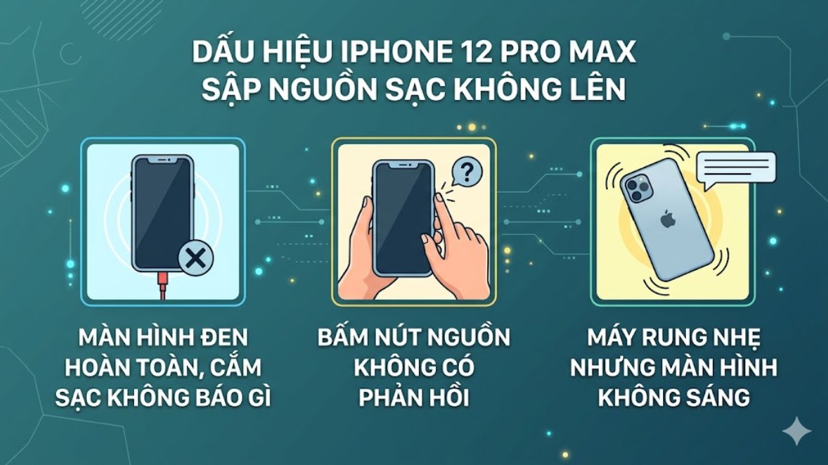 Cách nhận biết iPhone 12 Pro Max bị sập nguồn sạc không lên