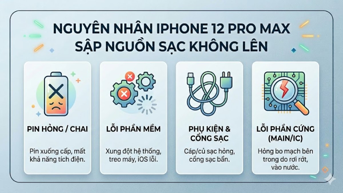 Lý do iPhone 12 Pro Max bị tắt nguồn và không thể sạc lại