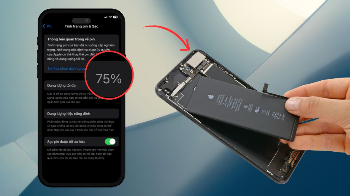 Thời điểm nên thay pin iPhone là khi mức dung lượng thực tế xuống dưới 80%