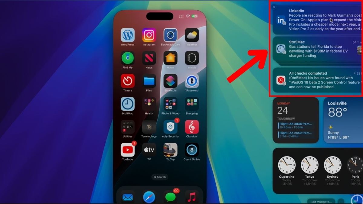 Nhận thông báo iPhone ngay trên màn hình Mac