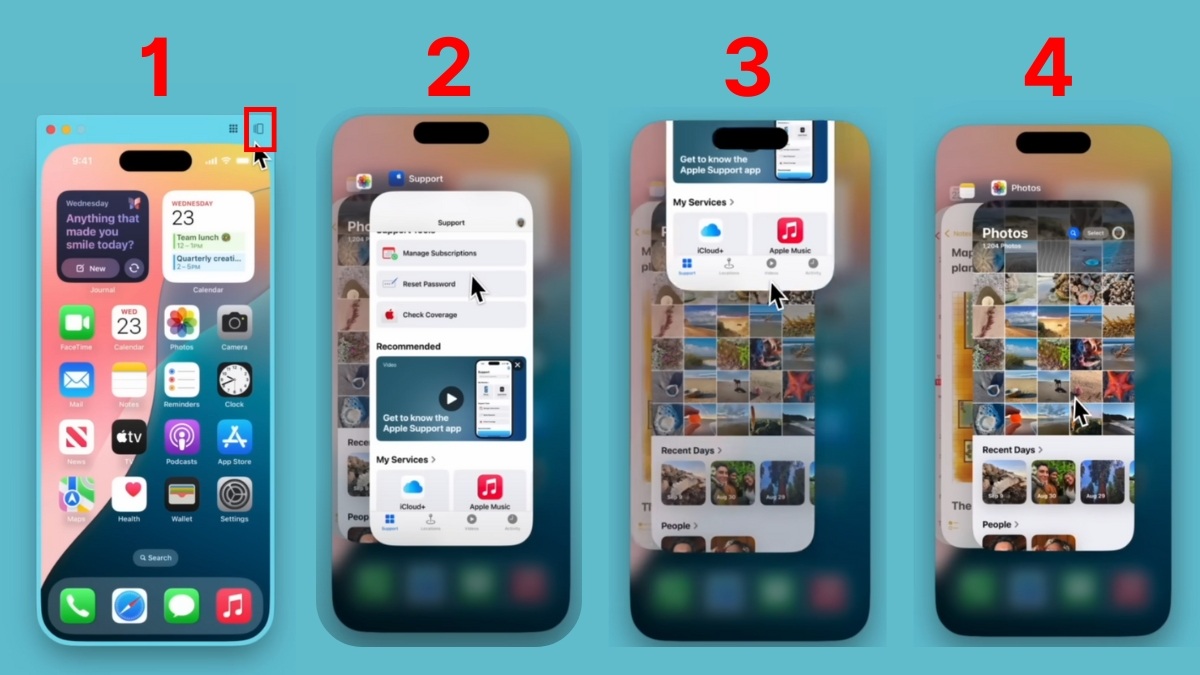 Thao tác đổi ứng dụng qua tính năng iPhone Mirroring