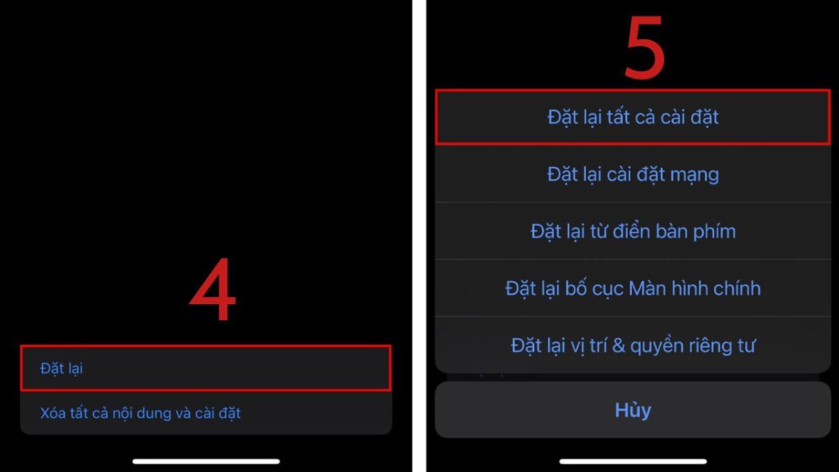Thiết lập Đặt lại tất cả cài đặt