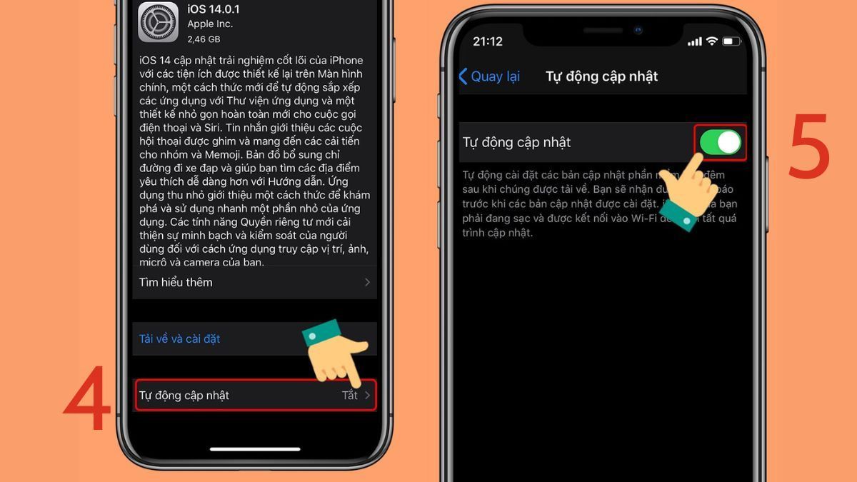 Bật Chế độ Tự động cập nhật