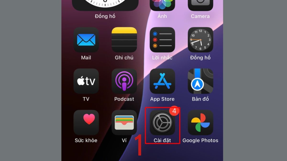 Mở phần Cài đặt trên iPhone