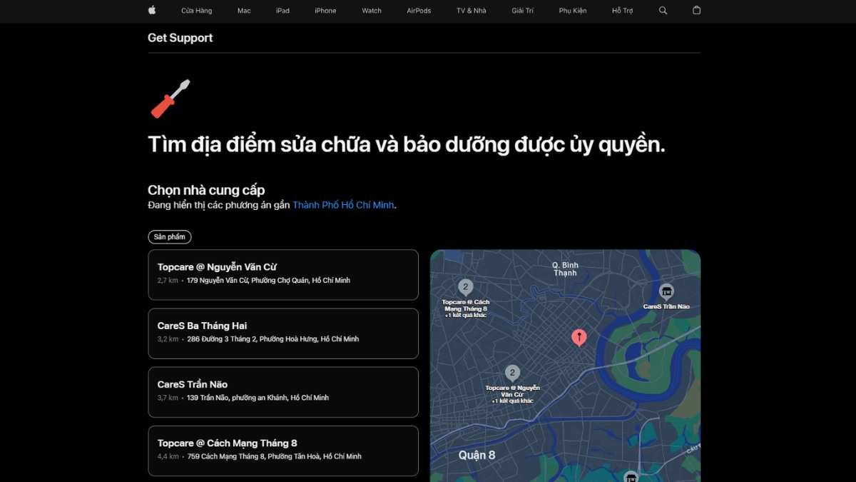 Những địa chỉ trung tâm bảo hành chính hãng Apple