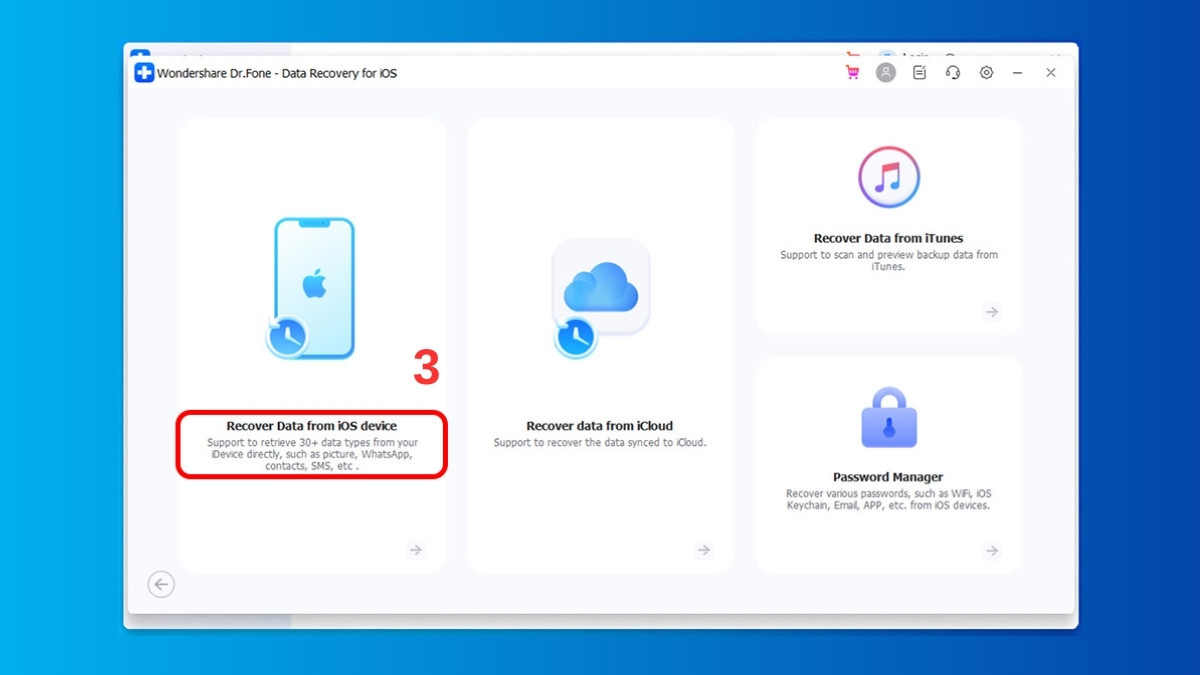 Chọn Recover Data from iOS device (Nguồn ảnh: Internet)