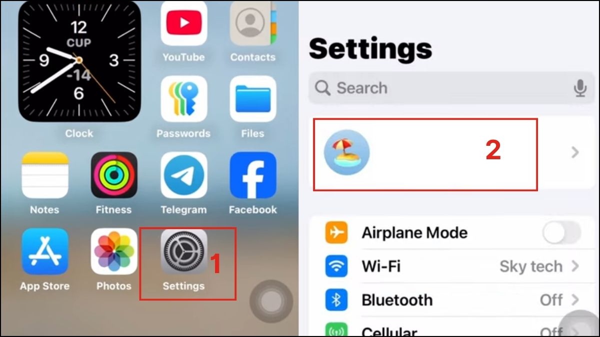 Chọn vào Avatar trong mục Cài đặt