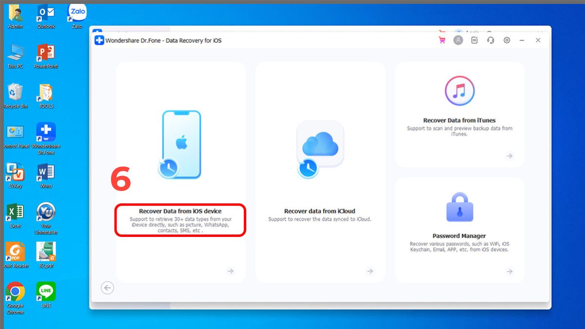 Chọn Recover Data from iOS device
