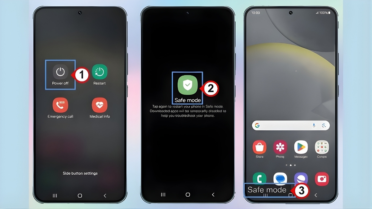 Thao tác đưa máy Samsung vào chế độ Safe mode