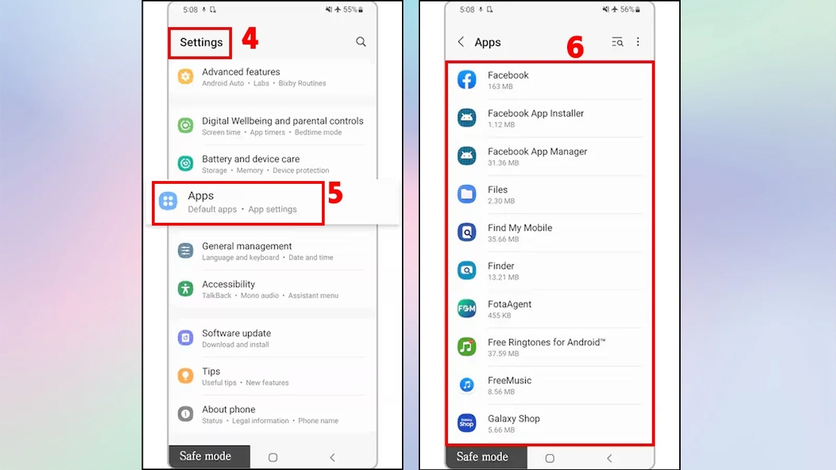 Truy cập vào mục Apps trong Settings