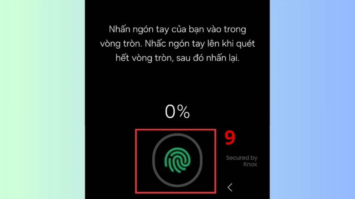 Bắt đầu đặt ngón tay vào vòng tròn theo hướng dẫn
