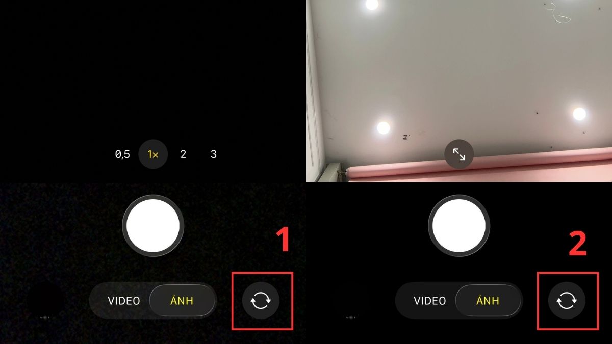 Thử chuyển đổi qua lại giữa camera trước và camera sau iPhone