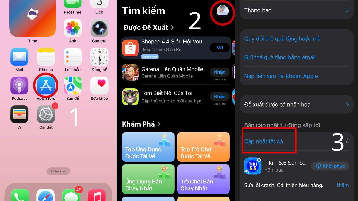 Cập nhật lại app